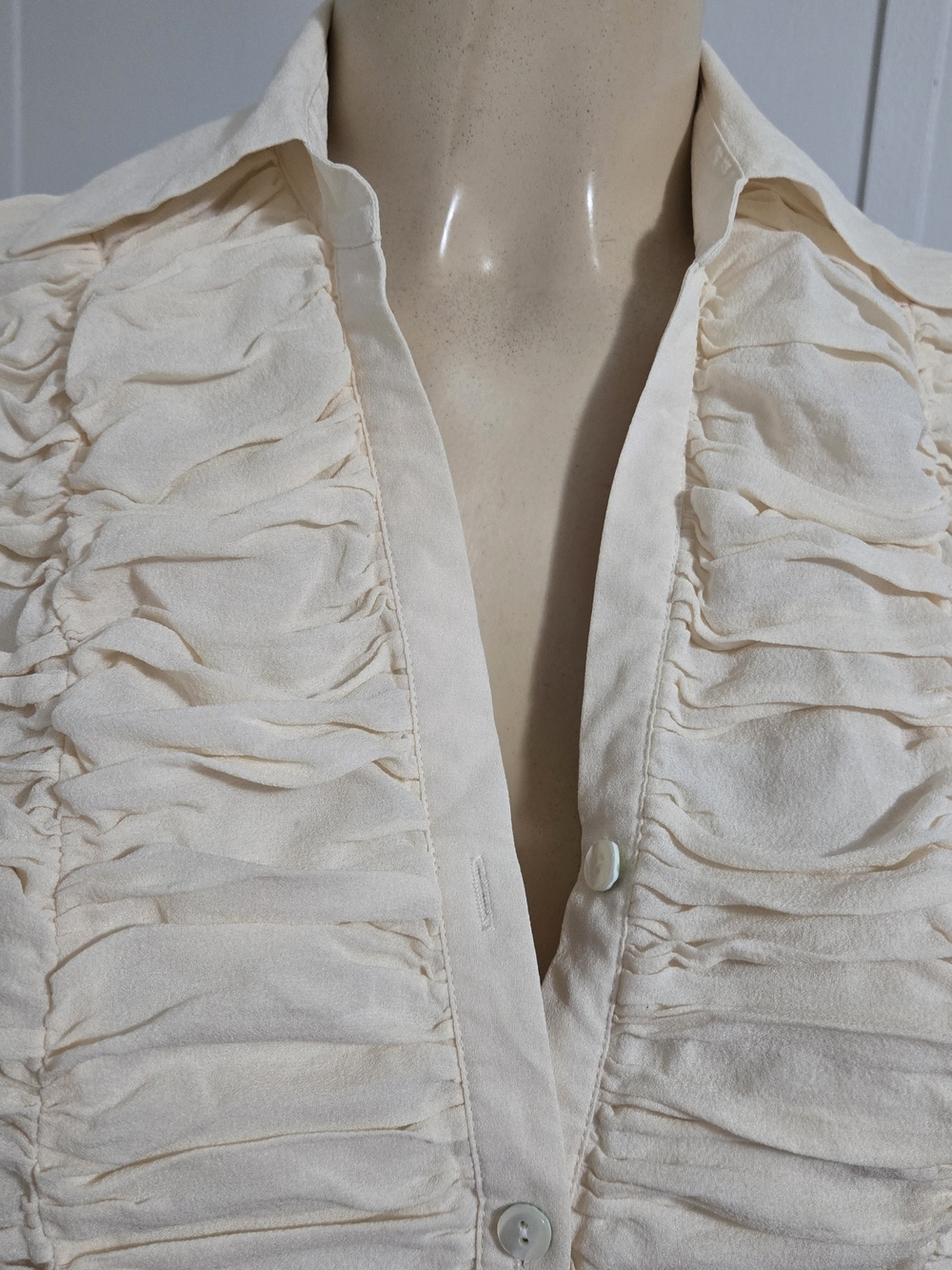 Talbots Cream Ruffled Button-Down Blouse - Picture 3 of 10